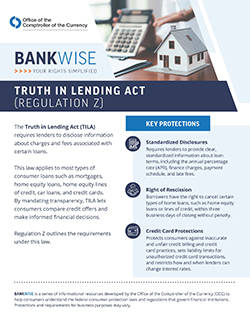 Truth in Savings Act fact sheet