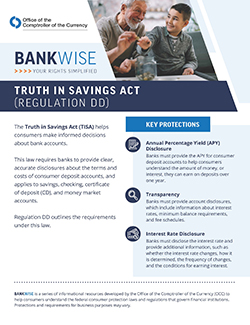 Truth in Savings Act fact sheet