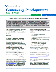 Community Affairs Fact Sheet: Public Welfare Investments for Federal Savings Associations